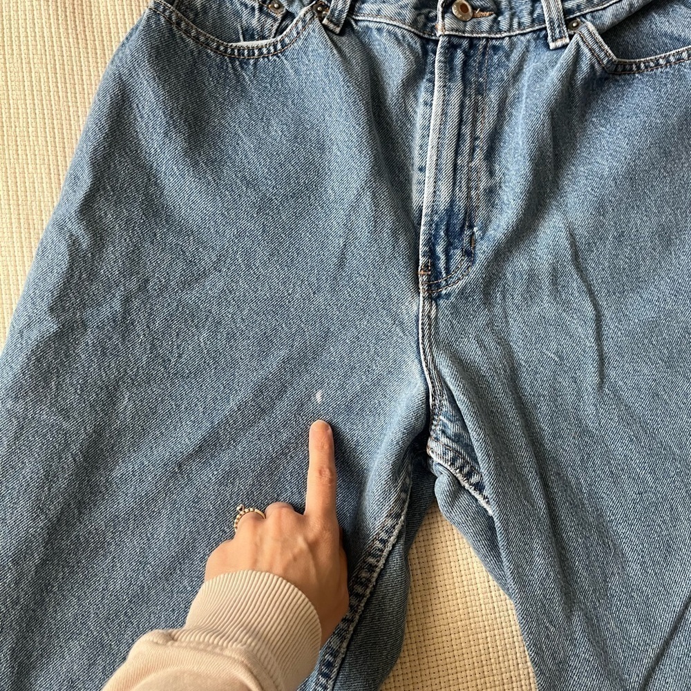 Vintage 90s Gap Reverse Tapered Jeans Womens 14 Ankle Blue Denim Made USA - Picture 7 of 16